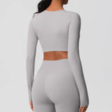 Women's Long Sleeve Workout Top – Padded, Breathable & Dry-Fit