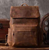 Men's Genuine Leather Backpack, Large Capacity, for School, Travel and Daily Use