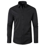 Men’s Pure White Slim Fit Shirt – Lightweight Long Sleeve Dress Shirt | Spring/Autumn Business Casual (Up to 6XL)