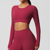 Women's Long Sleeve Workout Top – Padded, Breathable & Dry-Fit
