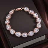 ZAKOL Classic Water Drop CZ Bracelet – Elegant Sparkle for Brides and Special Occasions.