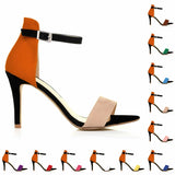 Women’s Mixed-Color Stiletto Sandals – 9cm Thin Heel, Open Toe, Ankle Strap High Heels for Summer Parties & Weddings