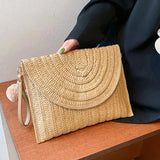 Handmade Straw Crossbody Bag – Summer Woven Shoulder Bag with Pompom