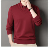 Men's Slim Fit Polo Neck Pullover Sweater, Thick Winter Sweater, Elegant Business Casual Wear