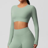 Women's Long Sleeve Workout Top – Padded, Breathable & Dry-Fit