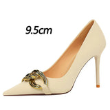 BIGTREE Women’s Nude Pumps – Fashion Metal Buckle High Heel Stilettos for Party & Office (Sizes 42–43)