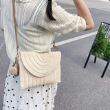 Handmade Straw Crossbody Bag – Summer Woven Shoulder Bag with Pompom