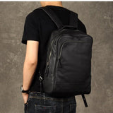 Men's Genuine Leather Backpack, Large Capacity, for School, Travel and Daily Use
