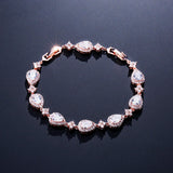 ZAKOL Classic Water Drop CZ Bracelet – Elegant Sparkle for Brides and Special Occasions.