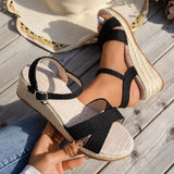 Women’s Fashion Wedge Sandals – Summer Non-Slip Peep Toe Platform Shoes with Rubber Sole & Buckle