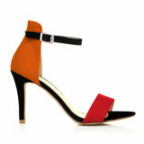 Women’s Mixed-Color Stiletto Sandals – 9cm Thin Heel, Open Toe, Ankle Strap High Heels for Summer Parties & Weddings