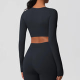 Women's Long Sleeve Workout Top – Padded, Breathable & Dry-Fit
