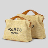 Women’s Fashion Letter Straw Handbag – Large Summer Beach Tote & Casual Crossbody Bag.