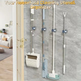 Wall-Mounted Mop and Broom Holder - Waterproof Storage Organizer with Hooks
