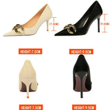 BIGTREE Women’s Nude Pumps – Fashion Metal Buckle High Heel Stilettos for Party & Office (Sizes 42–43)