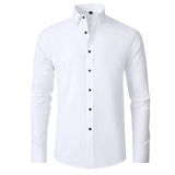 Men’s Pure White Slim Fit Shirt – Lightweight Long Sleeve Dress Shirt | Spring/Autumn Business Casual (Up to 6XL)