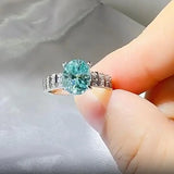Serenity 2ct Oval cut Moissanite Rings for Women Men S925 Sterling Silver Paraiba Mint Green Rings Plated 18K Anniversary Gift