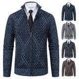 Men’s Knit Cardigan Sweater – Spring & Autumn Casual Jacket | Brown & Grey Colors