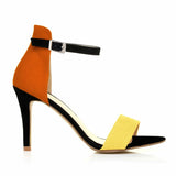 Women’s Mixed-Color Stiletto Sandals – 9cm Thin Heel, Open Toe, Ankle Strap High Heels for Summer Parties & Weddings