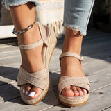 Women’s Fashion Wedge Sandals – Summer Non-Slip Peep Toe Platform Shoes with Rubber Sole & Buckle