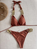 RUOTONGSEPT Women’s Triangle Bikini Set – Brazilian Halter 2-Piece Push-Up Swimwear