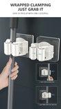 Wall-Mounted Mop and Broom Holder - Waterproof Storage Organizer with Hooks
