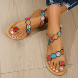 Yellow Embroidered Faux Flower Sandals – Flat Plus Size 43 Summer Beach & Travel Shoes for Women