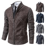 Men’s Knit Cardigan Sweater – Spring & Autumn Casual Jacket | Brown & Grey Colors