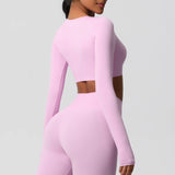 Women's Long Sleeve Workout Top – Padded, Breathable & Dry-Fit