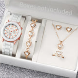 Conjunto de relógio feminino Radiant Style com pulseira de silicone e acessórios.