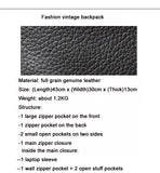 Men's Genuine Leather Backpack, Large Capacity, for School, Travel and Daily Use