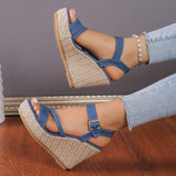 Summer Women’s Plus-Size Wedge Sandals – Casual Cowboy Style with Muffin Sole & High Heel Design