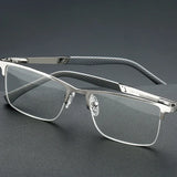 Men's Half-frame Business Reading Glasses Anti-blue Light Anti-fatigue Metal Frame Presbyopia Glasses +1.0 To +4.0