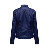 Women's Faux Leather Zip Up Jacket - Slim Fit, Long Sleeve, Cropped Design