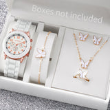 Conjunto de relógio feminino Radiant Style com pulseira de silicone e acessórios.