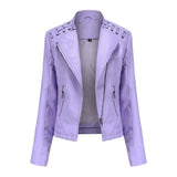 Women's Faux Leather Zip Up Jacket - Slim Fit, Long Sleeve, Cropped Design