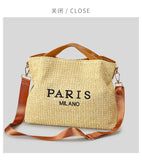 Women’s Fashion Letter Straw Handbag – Large Summer Beach Tote & Casual Crossbody Bag.