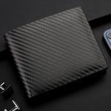 Men's Short Carbon Fiber Wallet - Slim Zipper Card and Coin Holder