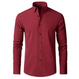 Men’s Pure White Slim Fit Shirt – Lightweight Long Sleeve Dress Shirt | Spring/Autumn Business Casual (Up to 6XL)