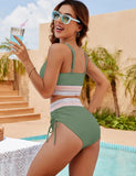 Women's Sexy High-Waist Bikini – Adjustable with Side Drawstring & Belt