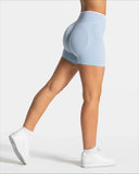 Women’s Seamless High-Waist Sports Shorts – Solid Color, Hip-Lifting Yoga & Running Shorts