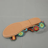 Yellow Embroidered Faux Flower Sandals – Flat Plus Size 43 Summer Beach & Travel Shoes for Women