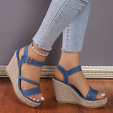 Summer Women’s Plus-Size Wedge Sandals – Casual Cowboy Style with Muffin Sole & High Heel Design