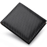 Men's Short Carbon Fiber Wallet - Slim Zipper Card and Coin Holder