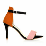 Women’s Mixed-Color Stiletto Sandals – 9cm Thin Heel, Open Toe, Ankle Strap High Heels for Summer Parties & Weddings