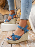 Summer Women’s Plus-Size Wedge Sandals – Casual Cowboy Style with Muffin Sole & High Heel Design