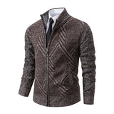 Men’s Knit Cardigan Sweater – Spring & Autumn Casual Jacket | Brown & Grey Colors