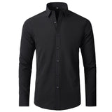Men’s Pure White Slim Fit Shirt – Lightweight Long Sleeve Dress Shirt | Spring/Autumn Business Casual (Up to 6XL)