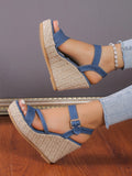 Summer Women’s Plus-Size Wedge Sandals – Casual Cowboy Style with Muffin Sole & High Heel Design
