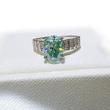 Serenity 2ct Oval cut Moissanite Rings for Women Men S925 Sterling Silver Paraiba Mint Green Rings Plated 18K Anniversary Gift